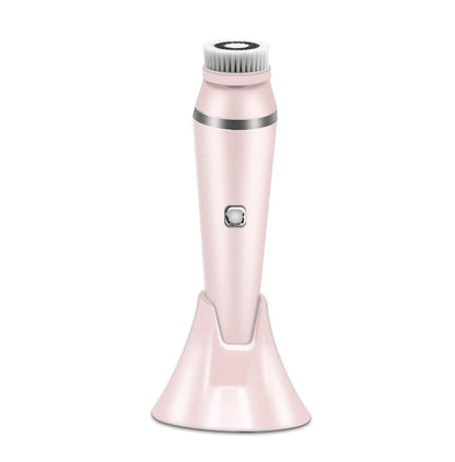 Facial Cleansing Brush in pink on a stand, designed for effective facial cleansing and skincare routines.